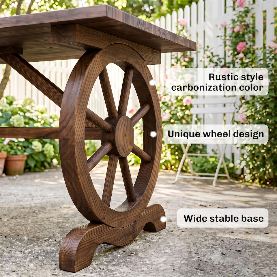 image 1 of Outsuny Outdoor Coffee Table Dining Table Patio Display Desk Natural Fir Wood