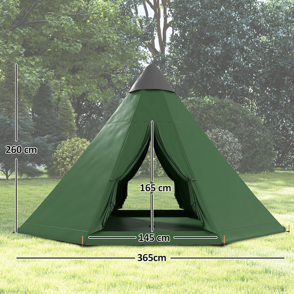 image 1 of Green 6-7 Person Large Family Party Camping Tent W/ Carry Bag Outsunny