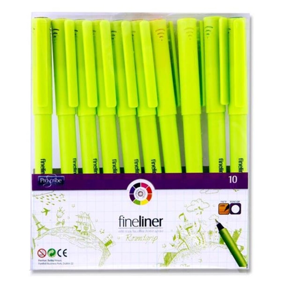 image 1 of Pack of 10 Assorted Colour Roundgrip Fineliner Pens by Pro:Scribe