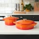 image 2 of Cooks Professional Cast Iron Casserole Set of 2 | 20cm and 28cm | Enamelled Inside and Out | Graduated Orange