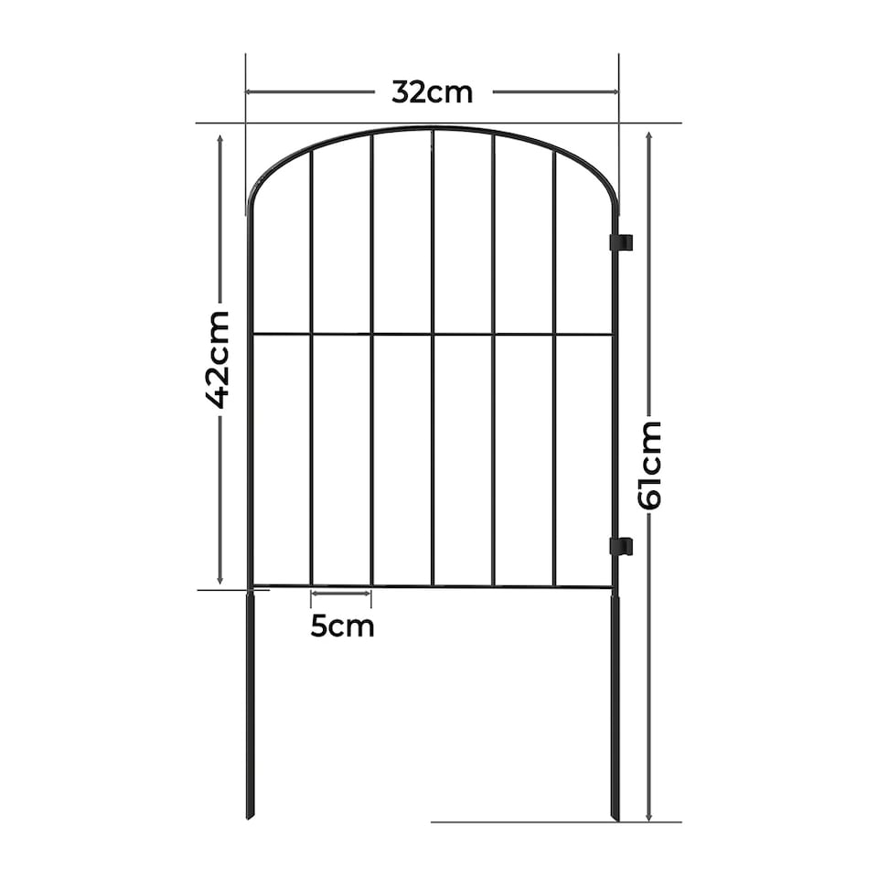 image 1 of Levede 10 Pack Metal Garden Fence Decorative Animal Barrier Outdoor Pet Border | Black