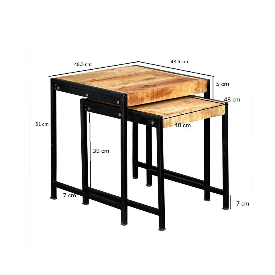 image 1 of Herica Industrial Style Mintis Nest of 2 Tables Brown