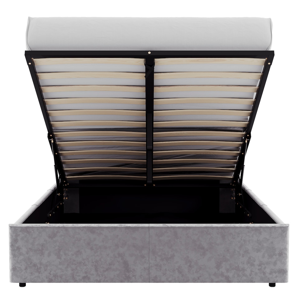 image 1 of Vida Designs Veronica 5ft King Size Ottoman Bed Storage Fabric Upholstered, Silver Velvet, 150 x 200cm