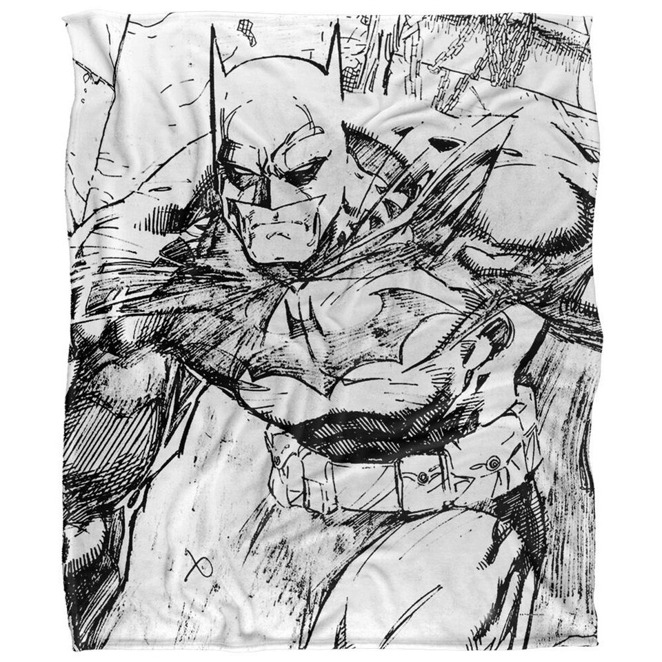 image 1 of Batman Sketch Blanket - Multicoloured - One Size