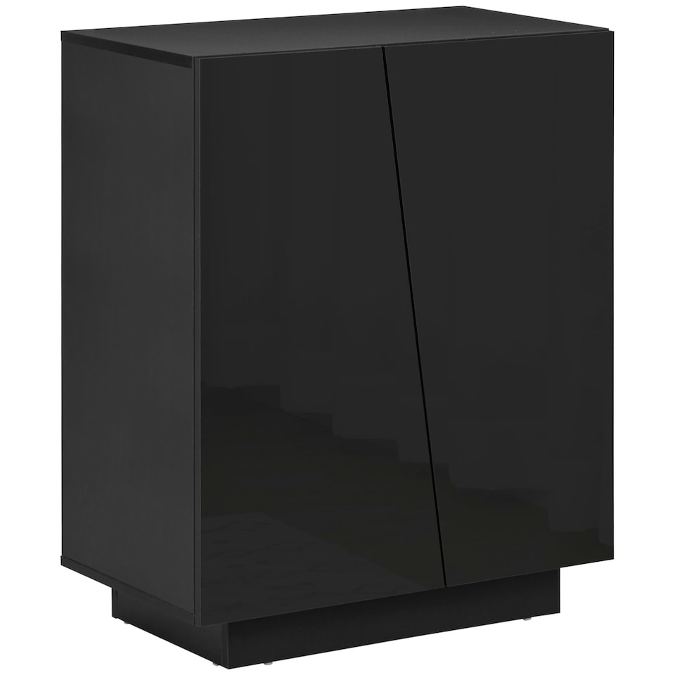 image 1 of HOMCOM High Gloss Storage Cabinet for Bedroom Living Room Dining Room Black