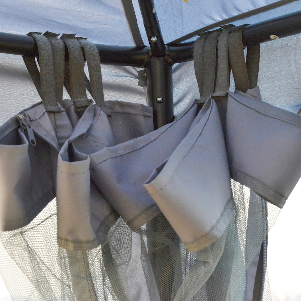 image 1 of Outsunny 3 x 3 m Metal Gazebo Garden Pavillion Double Roof Outdoor Canopy Shelter with Mesh Sidewalls Grey