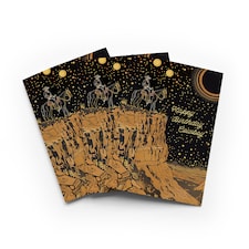 Cowboy Canyon Birthday Card Folk Art Horse Ride Set of 3 Greeting Cards Blank