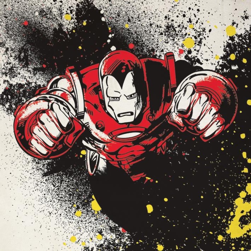Iron Man (Splatter) 60x60x2cm Stretched Canvas Print