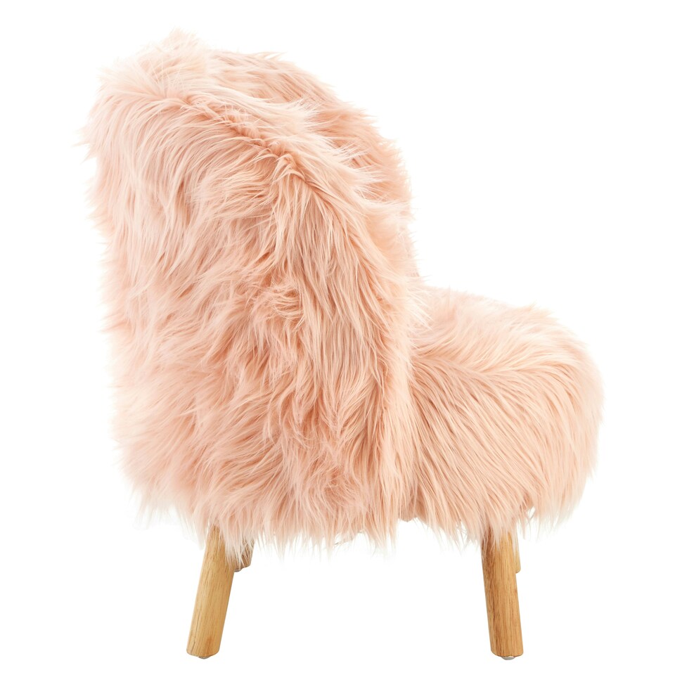image 1 of Premier Kids Pink Faux Fur Chair, Backrest Indoor Accent Chair, Easy to Clean Small Lounge Chair