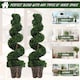 image 3 of Outsunny Set of 2 Artificial Trees, Artificial Boxwood Spiral Topiary Trees Potted Decorative Plant Indoor Decor 120cm