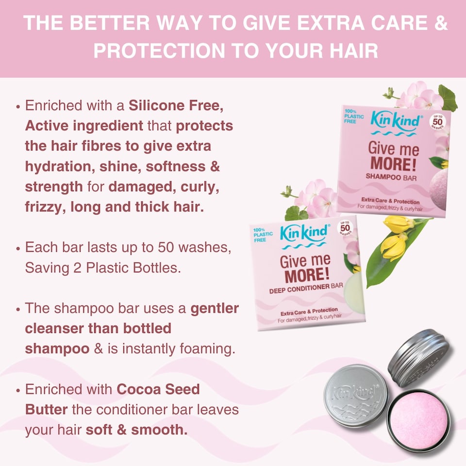 image 1 of KinKind Give me MORE! Shampoo and Conditioner Set. Shampoo Bar and Deep Conditioner Bar for Damaged, Curly, Frizzy hair.