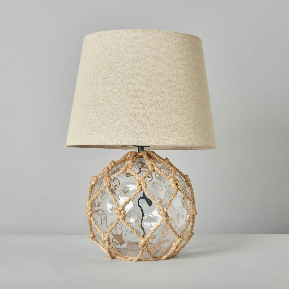 image 1 of BHS Lucy Buoy Style Glass Table Lamp, Clear
