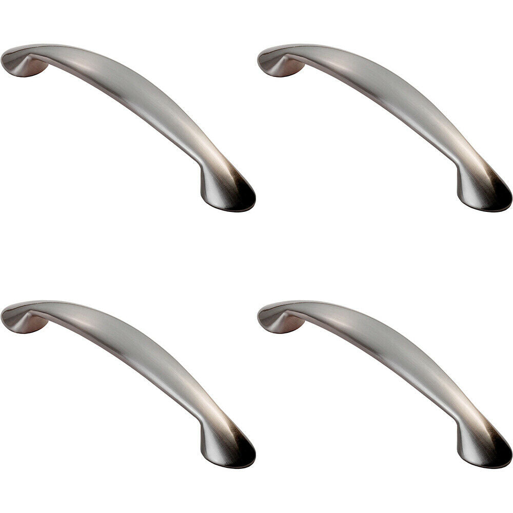 Loops 4x Flared Cabinet Pull Handle 165.5 x 23mm 128mm Fixing Centres Satin Nickel in Metallics