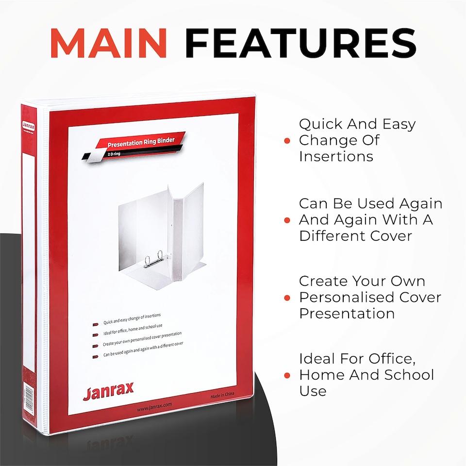 image 1 of A4 White 1.5” (38mm) Presentation 2D Ring Binder with Fully Customisable Covers