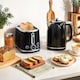 image 1 of HOMCOM Kettle and Toaster Set with LED Screen, 1.7L 3000W Retro Rapid Boil Jug Kettle with Keep Warm Memory Function, 2 Slice Toaster with 6 Browning Controls, Crumb Tray, Black | Black