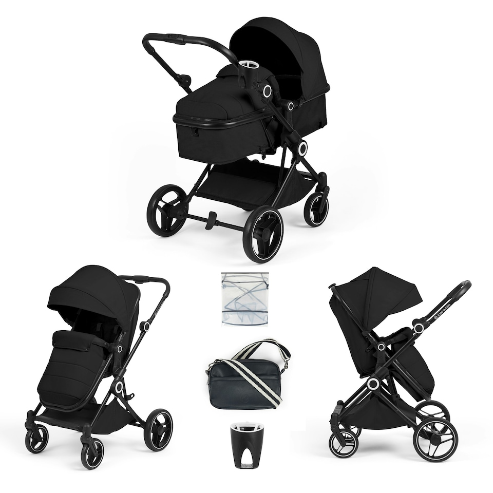 image 1 of Atom 2-in-1 Pushchair – Birth to 22kg (Approx. 4 Years), Lightweight, Compact Fold, Convertible Lie-Flat Seat, Parent & World Facing & More (Black)