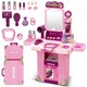 image 2 of Kids Beauty Vanity Set with Suitcase Dressing Table