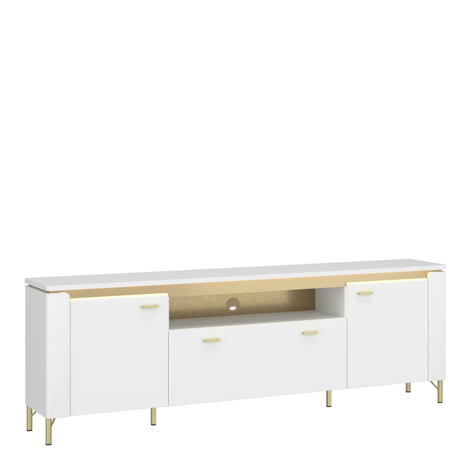 image 1 of Lazio TV Cabinet 2 Door 1 Drawer in Alpine White/White Gloss