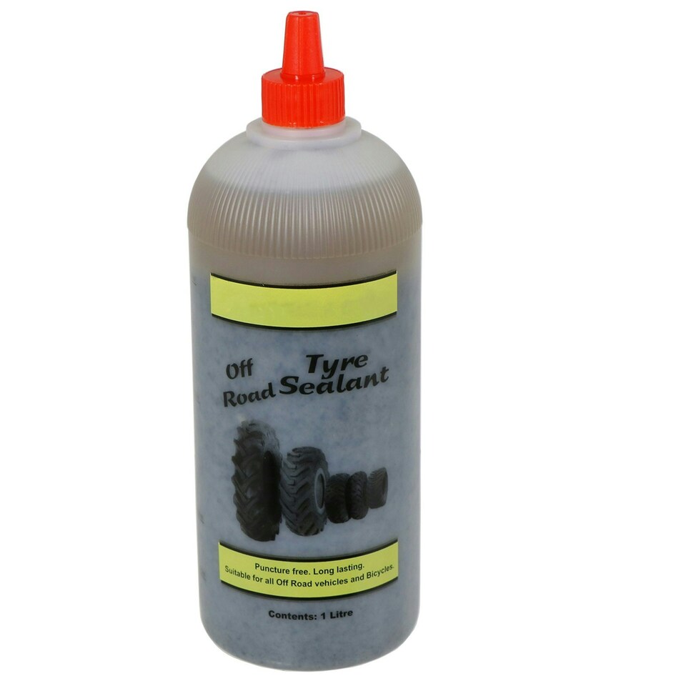 image 1 of SPARES2GO Tyre Sealant Off Road Puncture Wheelbarrow Mower Wheel Inner Tube Tubeless (1L Bottle)