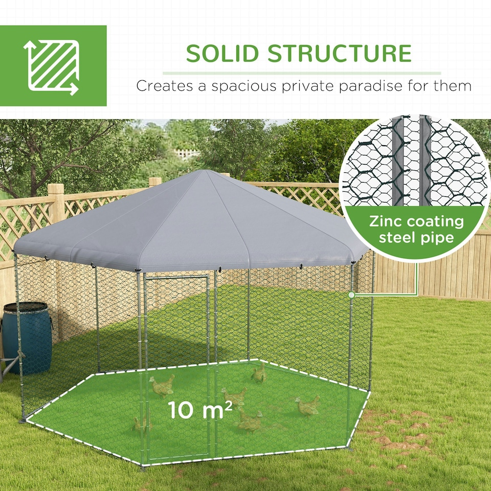 image 1 of PawHut Walk-in Chicken Run w/ Cover, for 10-15 Chickens, Hens, Rabbits, Ducks