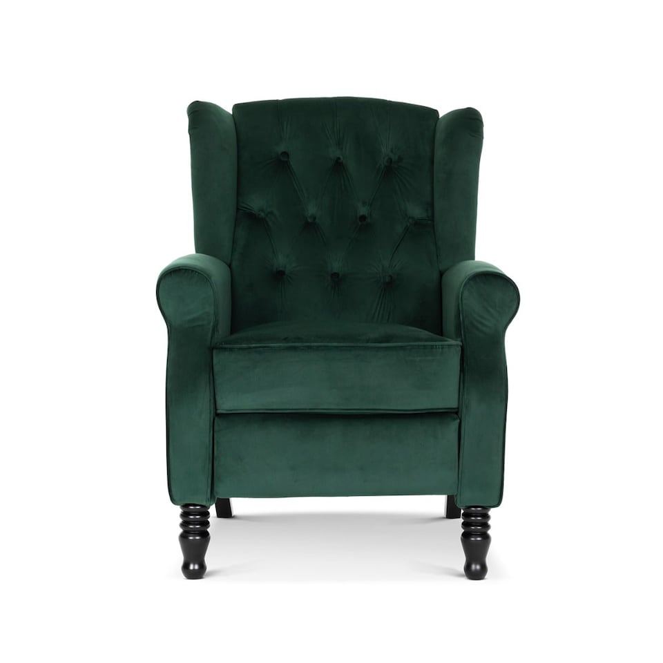 image 1 of Velvet Bottle Green Marianna Manual Recliner Wingback Chair