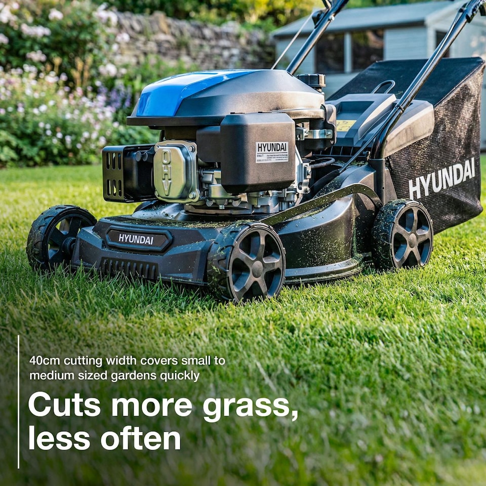 image 1 of Hyundai 16 Inch 40cm Petrol Lawnmower, Hand Push, 139cc Engine HYM16130PX