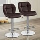 image 1 of Set Of 2 Height Adjustable 360 Swivel Barstools With Backrest Brown Brown