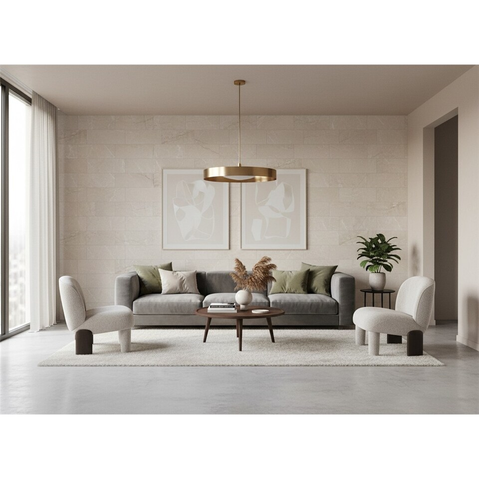 image 1 of Opalus Marble Ivory Matt Porcelain Tile (15 Pack - 5 Box - 10.75m2 ) - TV Room - Floor & Wall Tile -Based on Turkish Silver Marble
