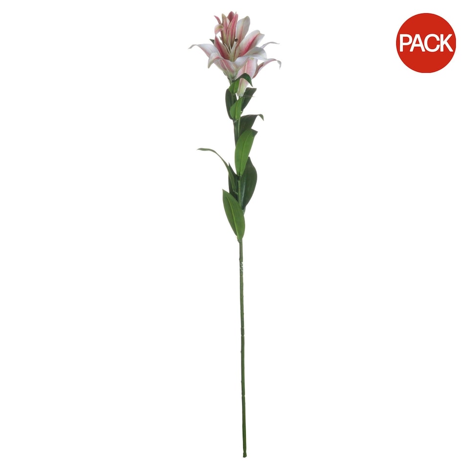 image 1 of Hill Interiors Stargazer Lily Artificial Flower (Pack of 1) - White/Pink - One Size
