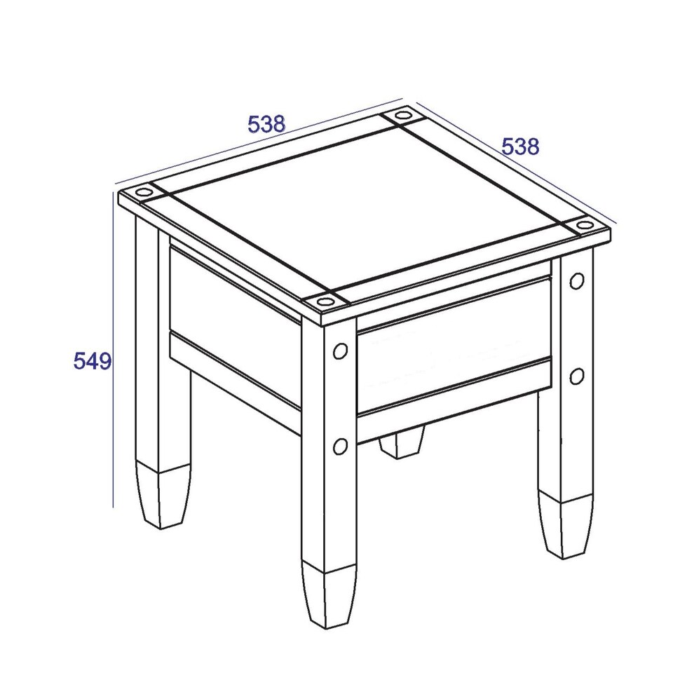 image 1 of Corona Solid Pine Lamp Table - Rustic Wooden Side Table with Chunky Legs, Optional Metal Pin Detailing | Grey | Grey Wax | One Size | 1