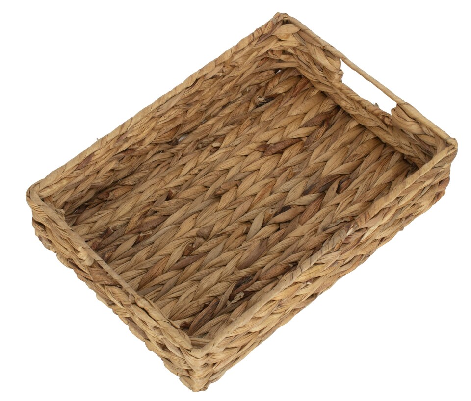 image 1 of Large Water Hyacinth Shallow Rectangular Storage Basket | Brown | Brown