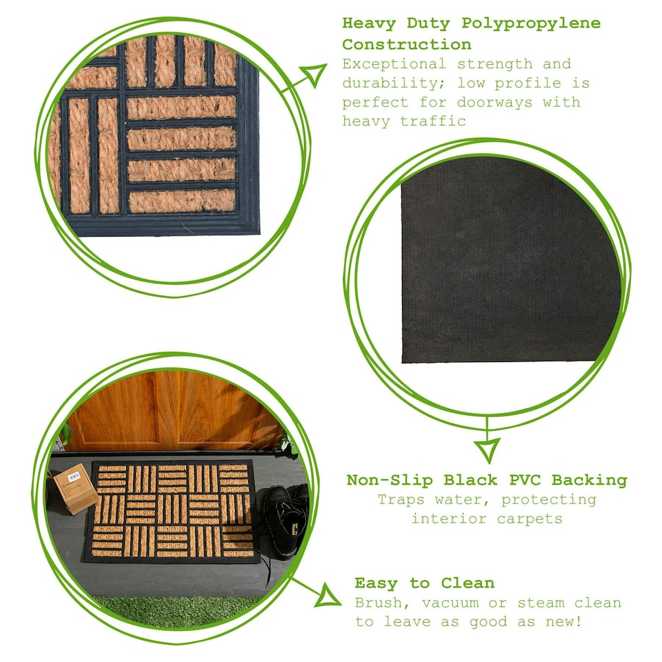 image 1 of Nicola Spring Heavy Duty Door Mat - 60 x 40cm - Mosaic