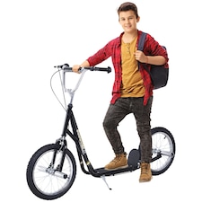 HOMCOM Teen Scooter Children Stunt Scooter W/ 16" Tyres Adjustable Height, Black