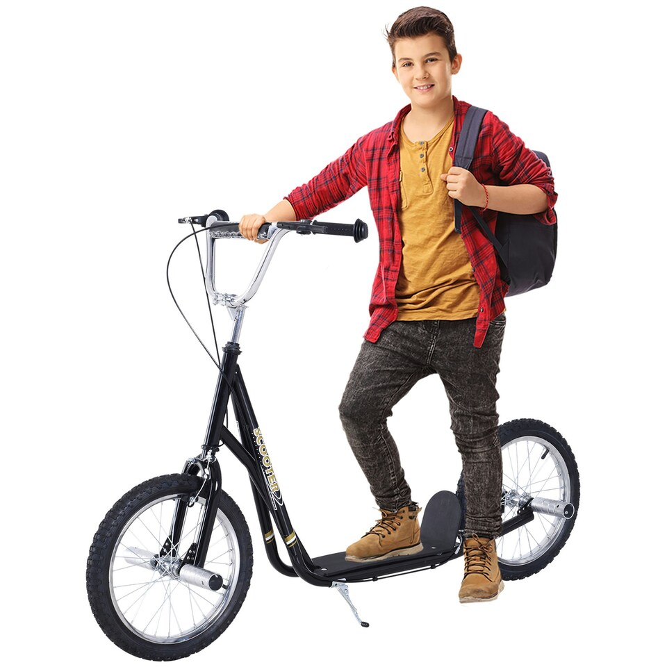 image 1 of HOMCOM Teen Scooter Children Stunt Scooter W/ 16" Tyres Adjustable Height, Black