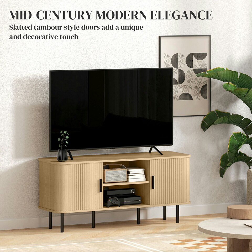 image 1 of HOMCOM TV Unit for Living Room, TV Stand, Oak Tone