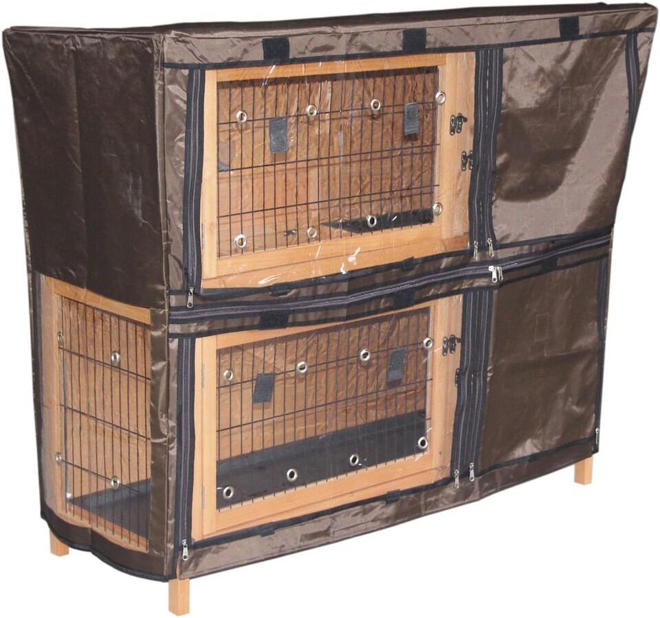 image 1 of Actiaspet Wooden Rabbit & Guinea Pig Hutches with Optional Waterproof Cover (Wood, Two Tier - 4ft + Cover)