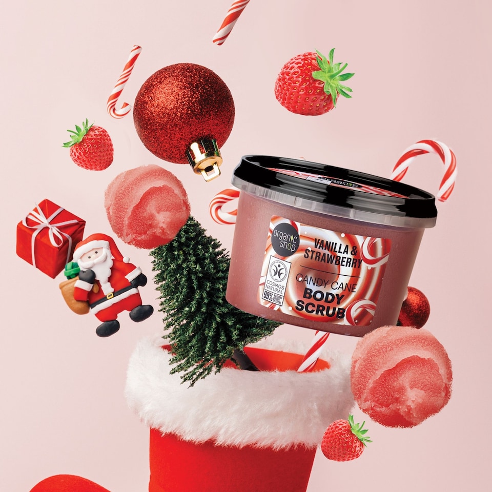 image 1 of Organic Shop Candy Cane Body Scrub Vanilla&Strawberry 250ml