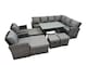 image 1 of Fimous 12 Seater Garden Outdoor Rattan Furniture Set Rattan Corner Sofa Oblong Dining Table with 2 Armchairs 4 Footstools Dark Grey