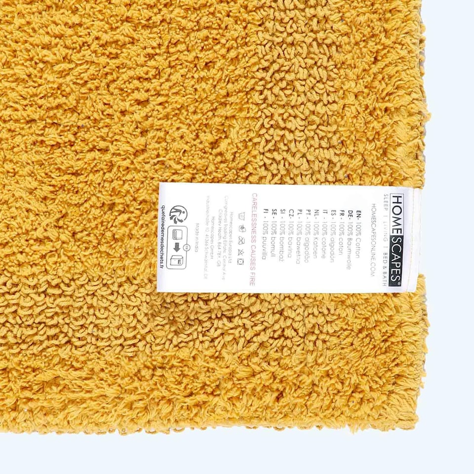 image 1 of Homescapes Luxury Reversible Cotton Bath Mat - Mustard | Yellow | Mustard Yellow