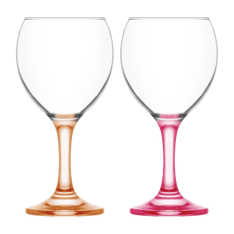 image 1 of LAV Misket Wine Glasses - 260ml - Coloured Stem - Pack of 12