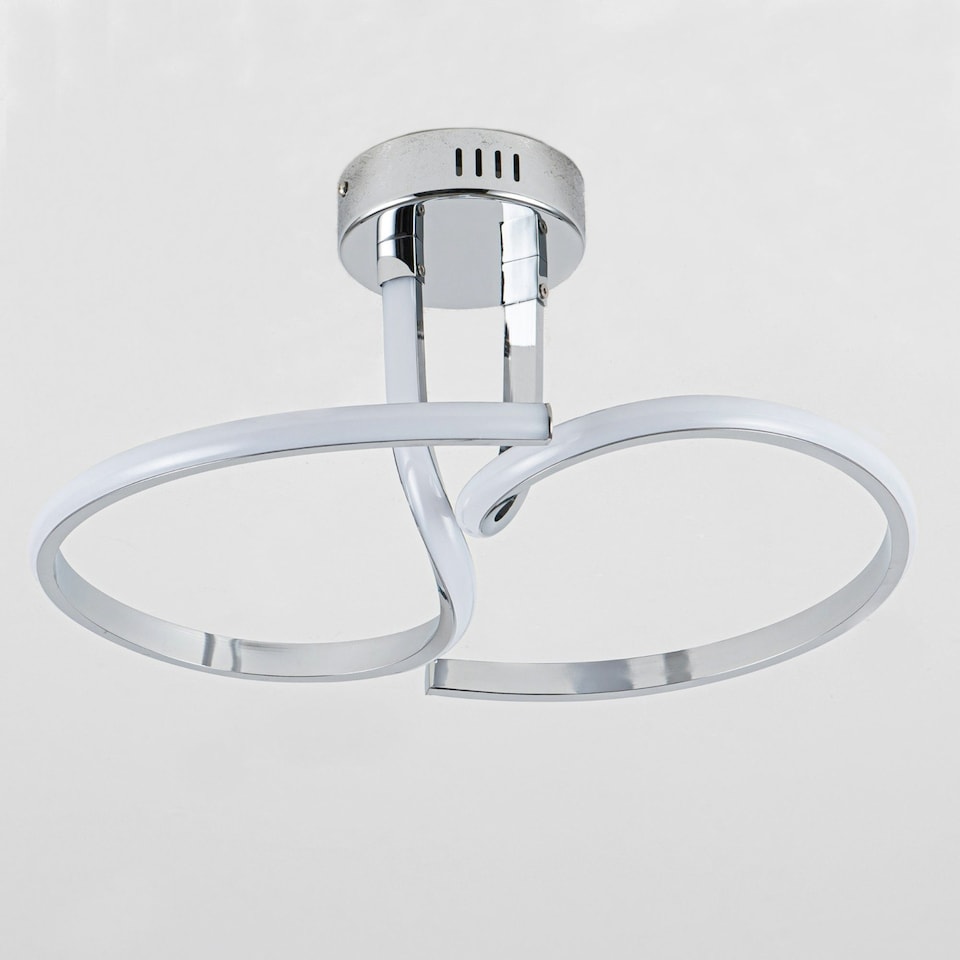 image 1 of First Choice Lighting Polished Chrome LED Curve Flush Ceiling Light Chrome | White