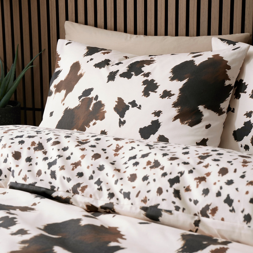 image 1 of Fusion Cow Print Duvet Cover Set Natural