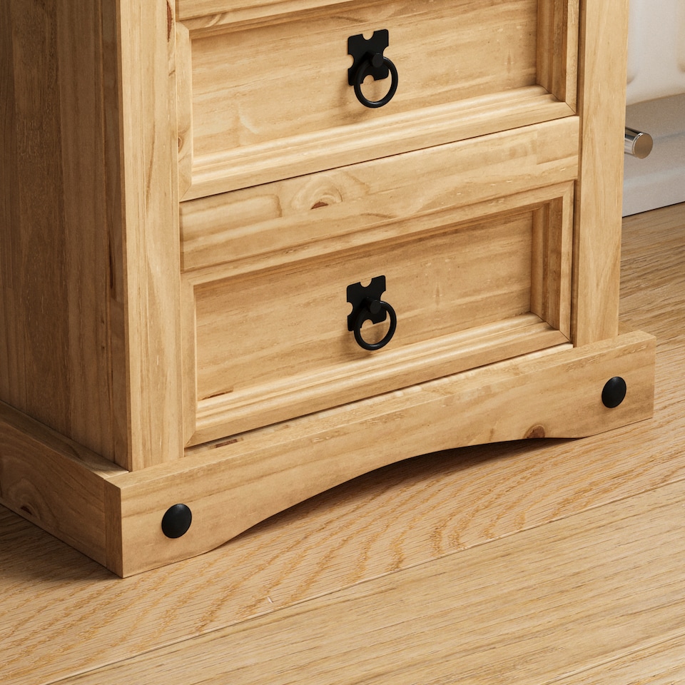 image 1 of Vida Designs Corona 5 Drawer Narrow Chest of Drawers Bedroom Storage, Solid Pine Wood