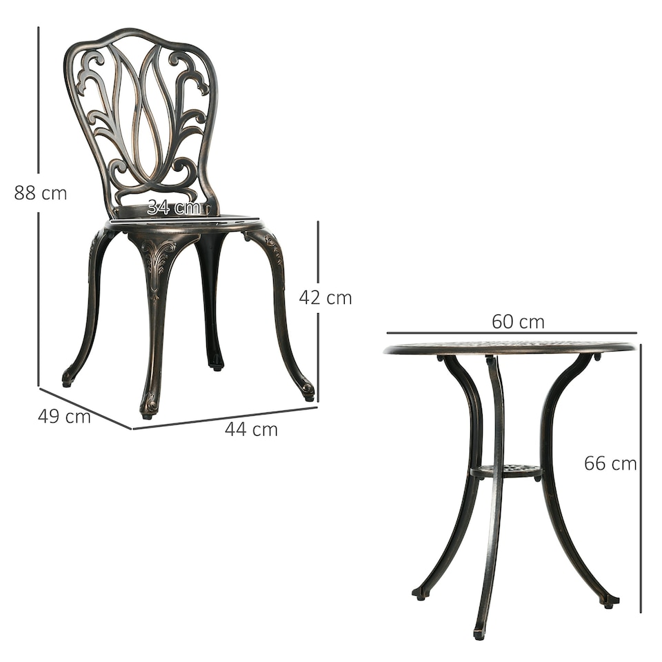image 1 of Outsunny 3 Piece Patio Bistro Set Outdoor Table Set with Umbrella Hole