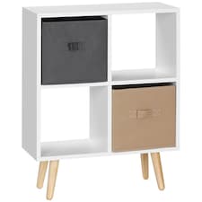 HOMCOM Freestanding 4 Cube Storage Cabinet Unit Bookcase w/ 2 Drawer