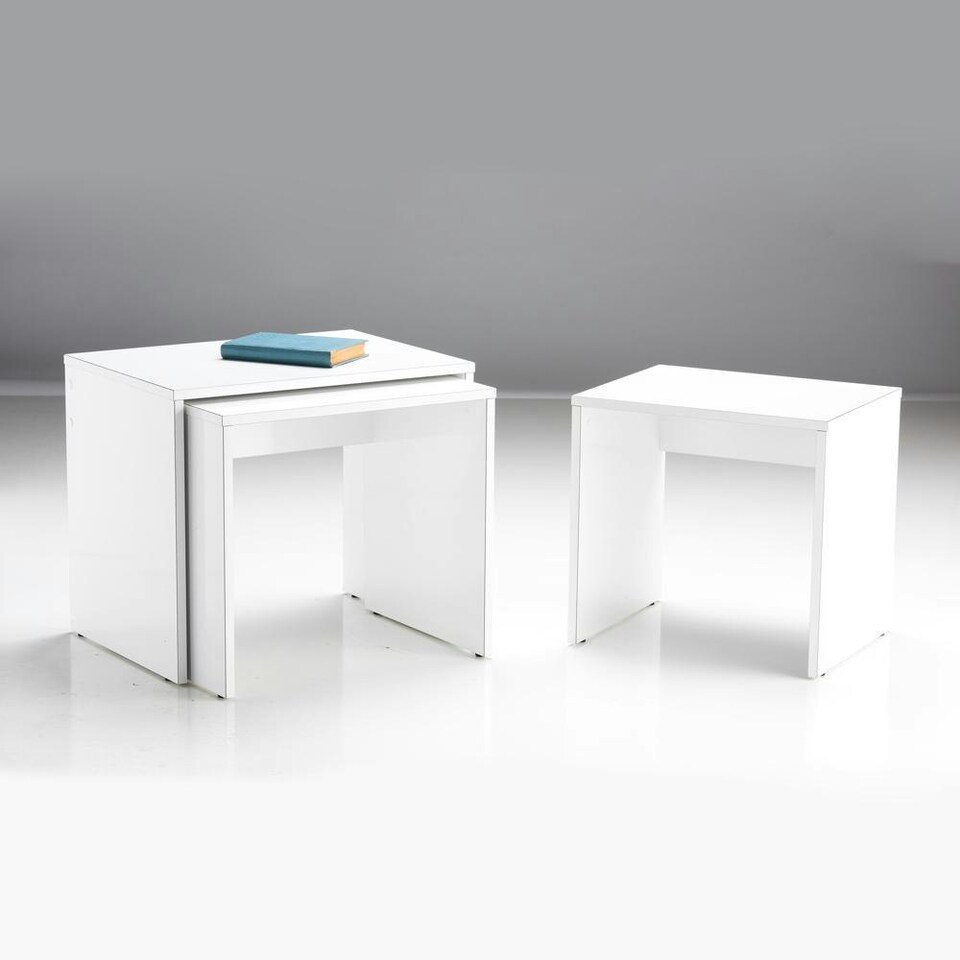 image 1 of Adore Florida Matt White Nest of 3 Tables - Space-Saving Side Tables White