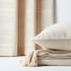 image 5 of Homescapes Cotton Rajput Ribbed Natural Cushion Cover - 45 x 45 cm | Cream | Natural | 45 x 45 cm