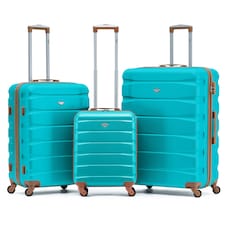 Flight Knight Suitcase Set, Large Suitcase, Extra Large Suitcase, Cabin Suitcase 55x40x20cm - 60+ Airlines Approved - EasyJet, Jet2, Ryanair Priority Carry On | Blue | Aqua/Tan | Large