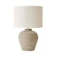image 8 of ValueLights Reid Linen Drum Lamp Shade Stone Grey Ribbed Ceramic Large Table Lamp | Grey