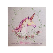Deckled Edge Christmas Card - Its The Most Magical Time Of The Year - Unicorn (Silver) - One Size